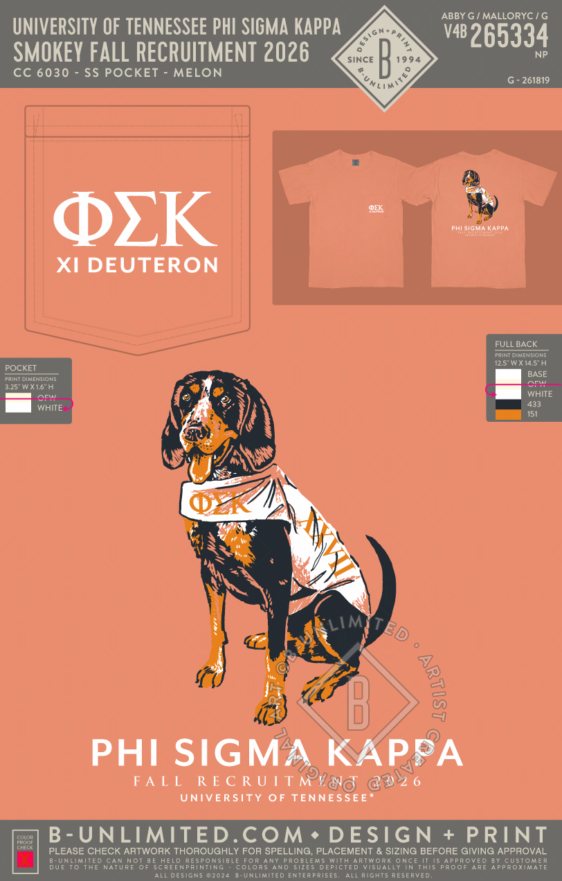 University of Tennessee Phi Sigma Kappa - Smokey Fall Recruitment 2026 - CC - 6030 - SS Pocket - Melon