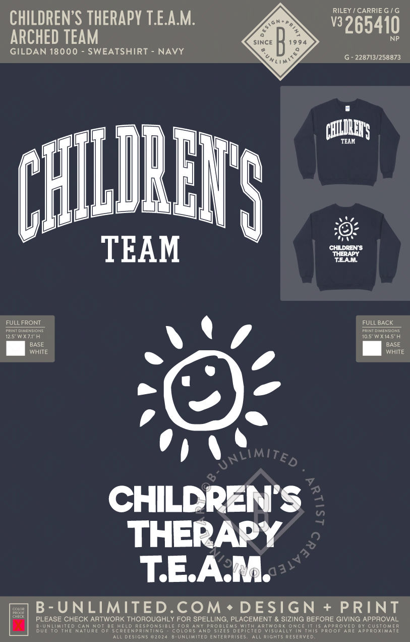 Children’s Therapy T.E.A.M. - Arched TEAM - Gildan - 18000 - Crewneck Sweatshirt - Navy
