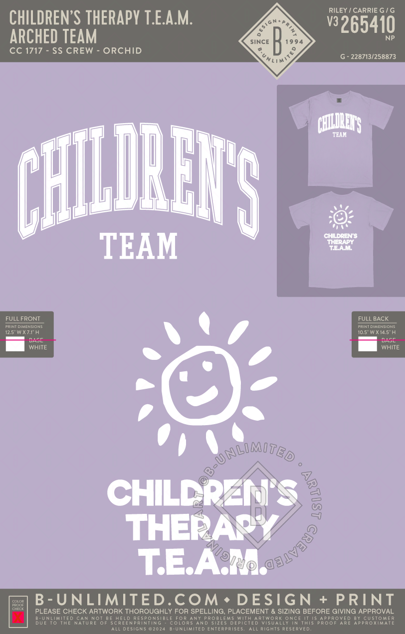 Children’s Therapy T.E.A.M. - Arched TEAM - CC - 1717 - SS Crew - Orchid
