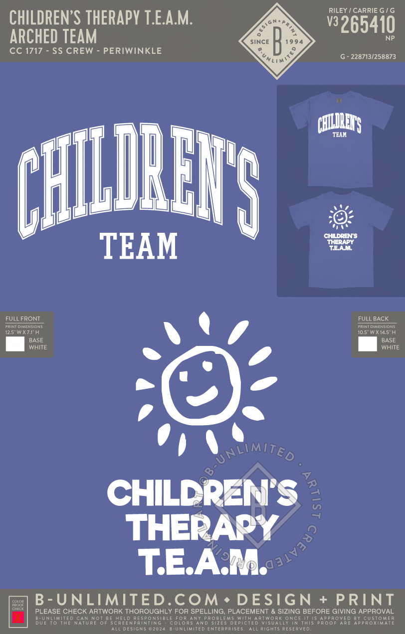 Children’s Therapy T.E.A.M. - Arched TEAM - CC - 1717 - SS Crew - Periwinkle