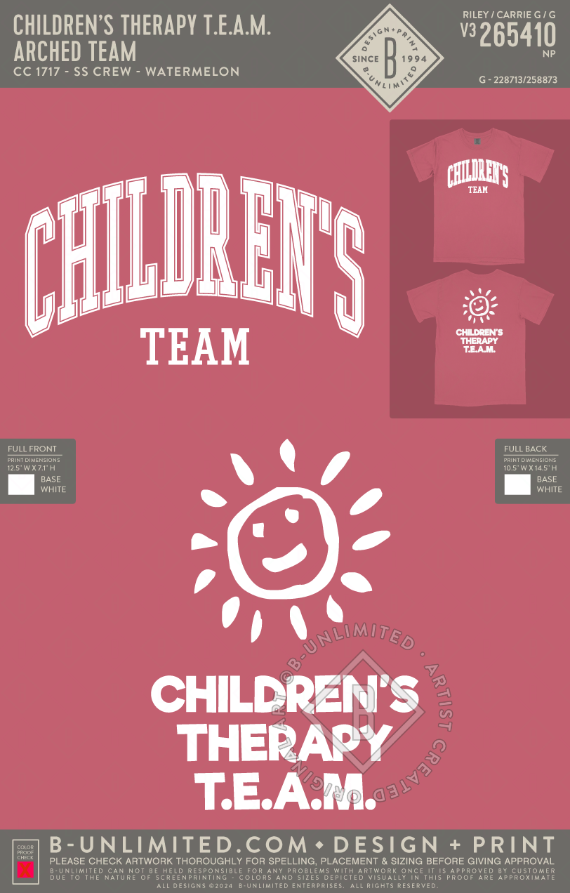 Children’s Therapy T.E.A.M. - Arched TEAM - CC - 1717 - SS Crew - Watermelon