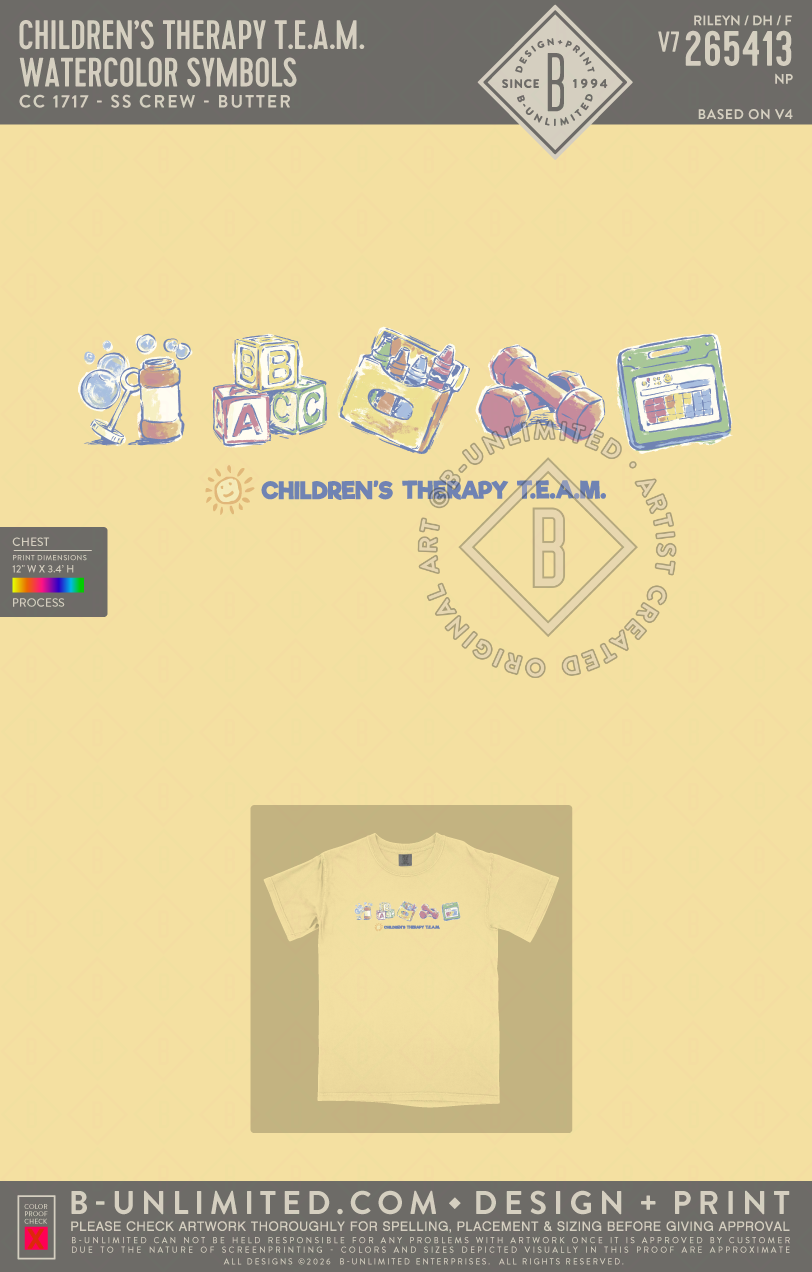 Children’s Therapy T.E.A.M. - Watercolor Symbols - CC - 1717 - SS Crew - Butter