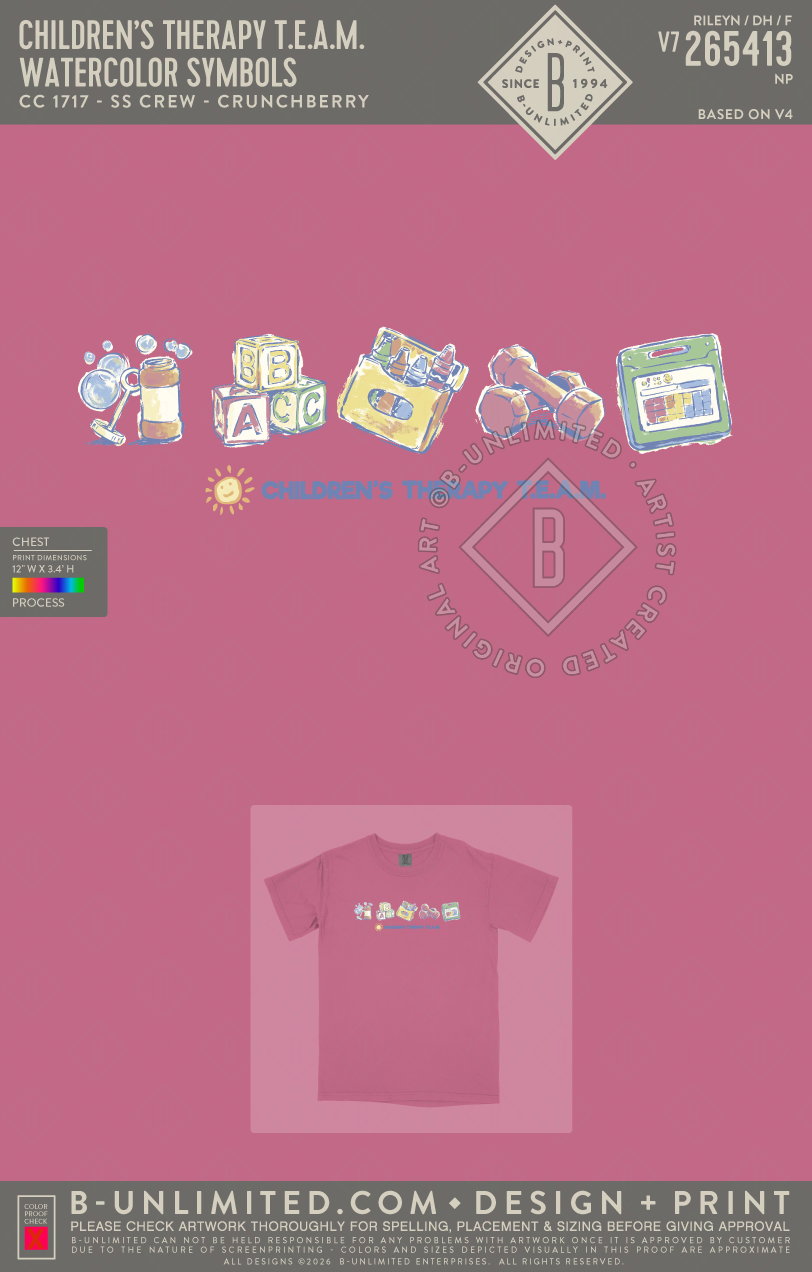 Children’s Therapy T.E.A.M. - Watercolor Symbols - CC - 1717 - SS Crew - Crunchberry