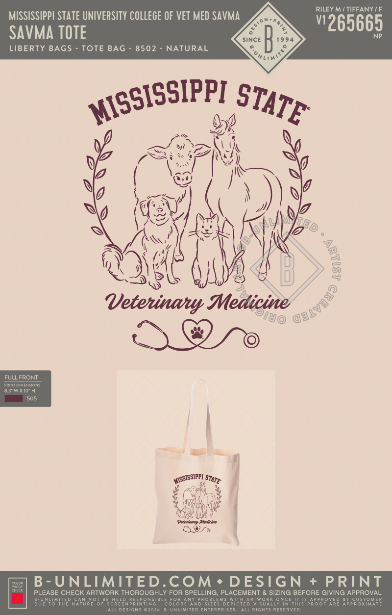 Mississippi State University College of Vet Med SAVMA - SAVMA Tote - Liberty Bags - 8502 - Tote Bag - Natural
