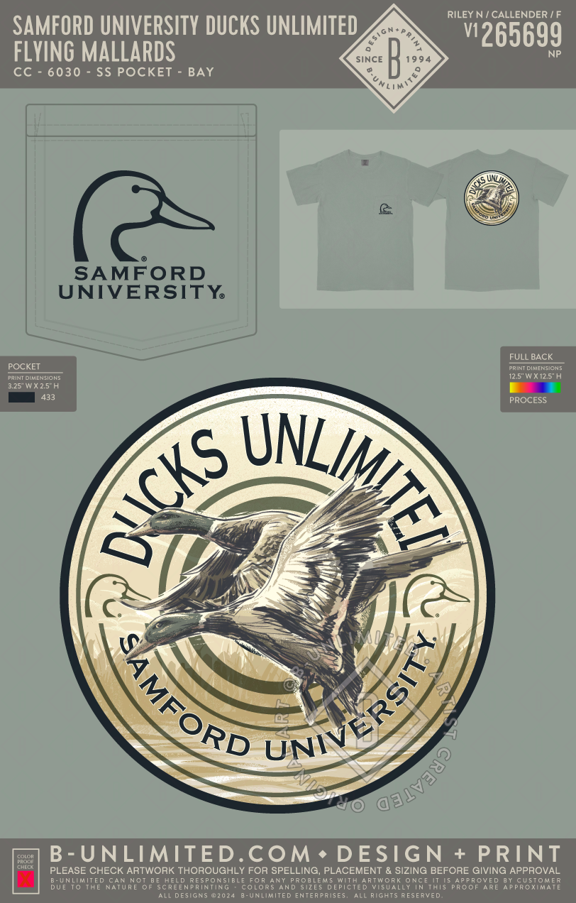 Samford University Ducks Unlimited - Flying Mallards - CC - 6030 - SS Pocket - Bay