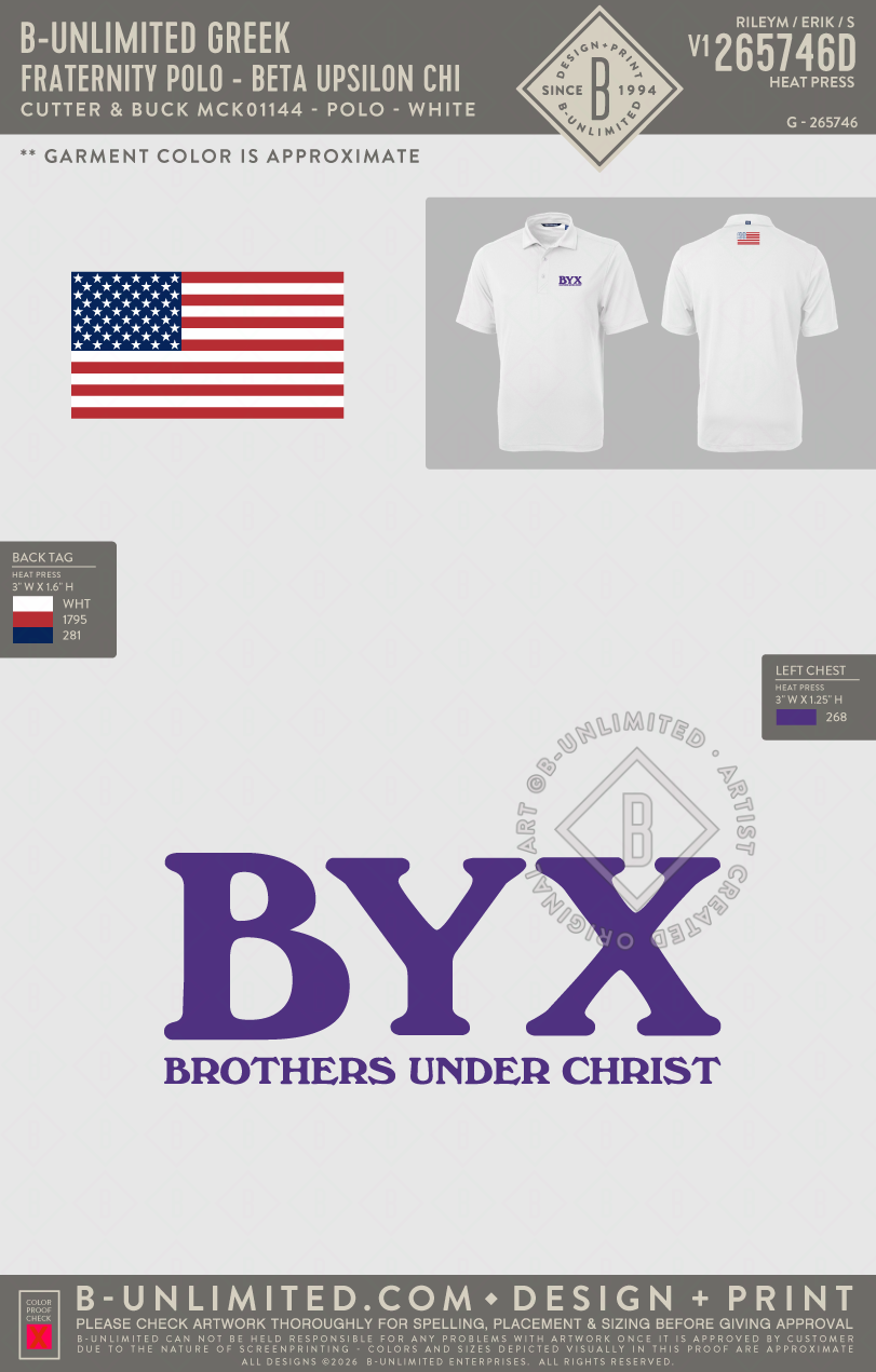 B-Unlimited Greek - Fraternity Polo - Beta Upsilon Chi