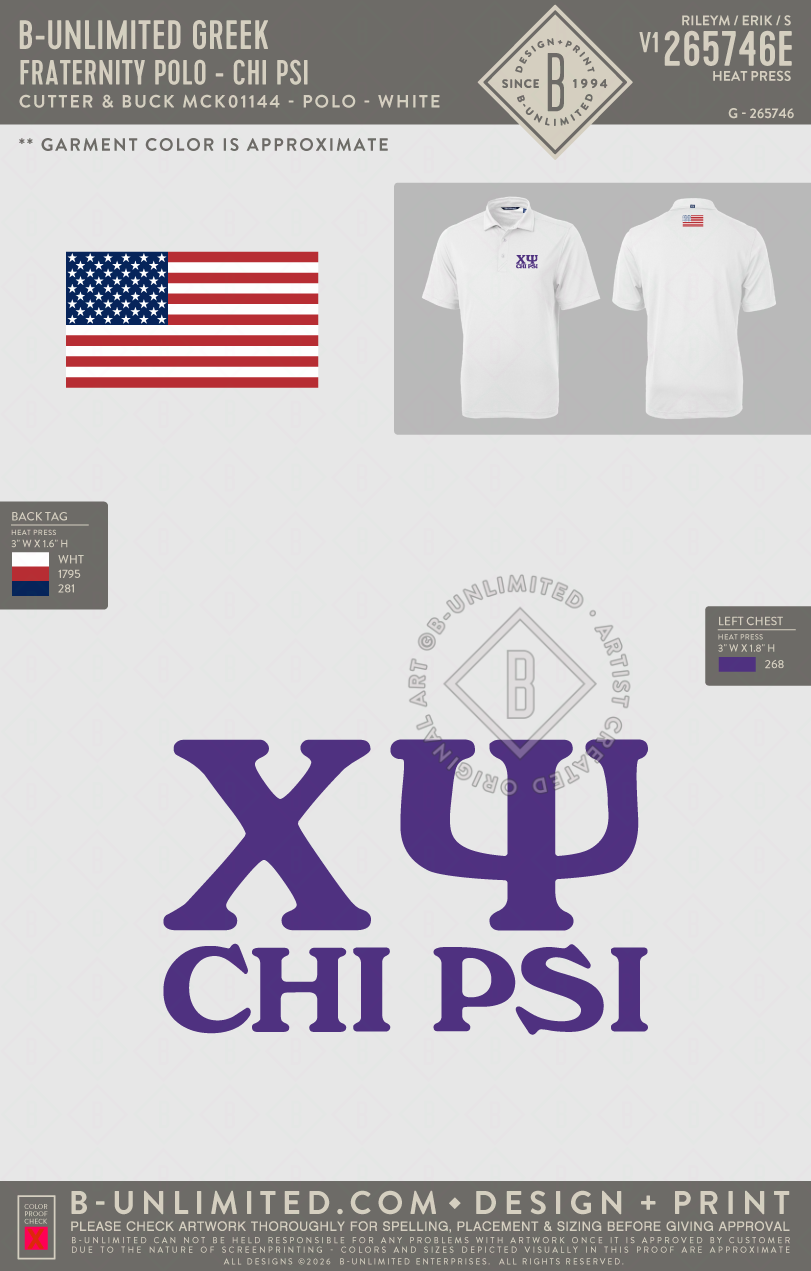B-Unlimited Greek - Fraternity Polo - Chi Psi