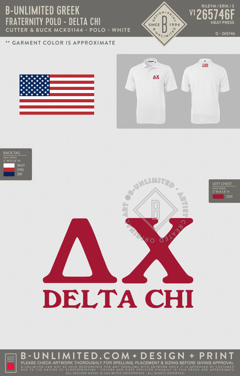 B-Unlimited Greek - Fraternity Polo - Delta Chi