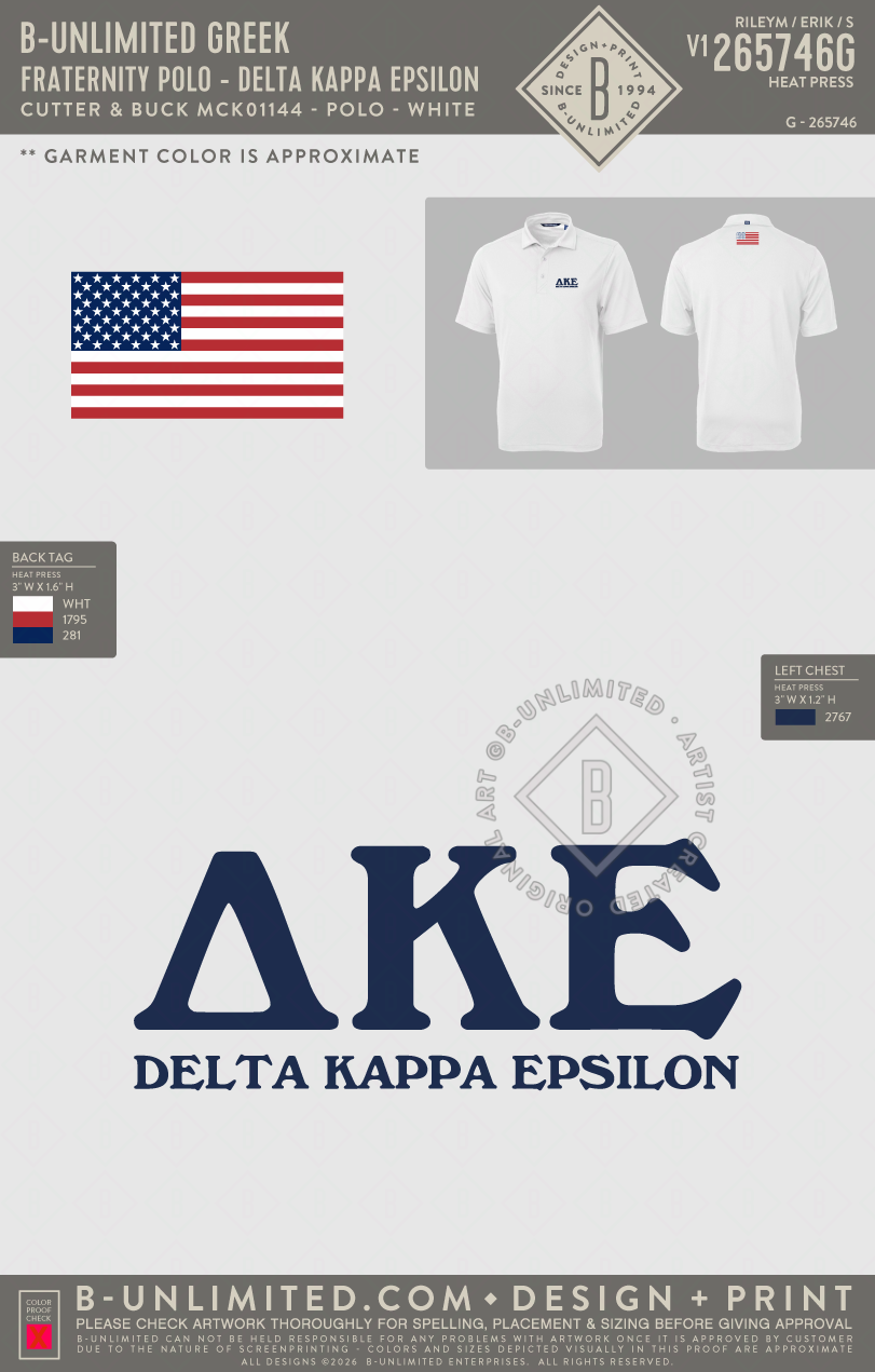 B-Unlimited Greek - Fraternity Polo - Delta Kappa Epsilon