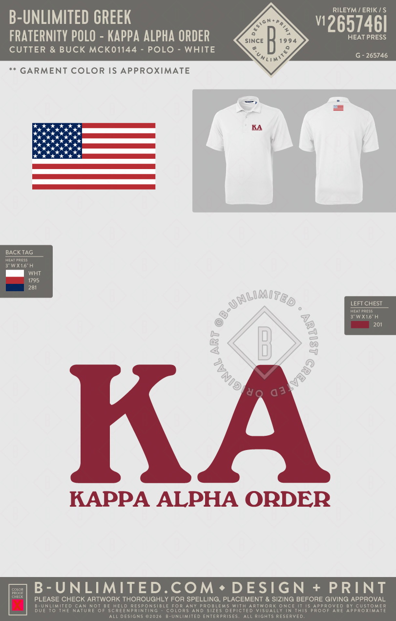 B-Unlimited Greek - Fraternity Polo - Kappa Alpha Order