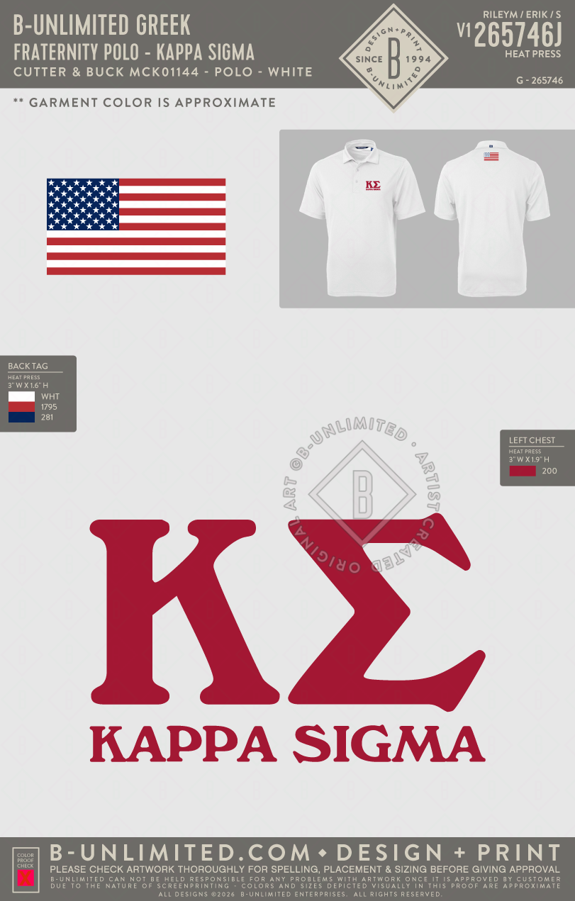 B-Unlimited Greek - Fraternity Polo - Kappa Sigma