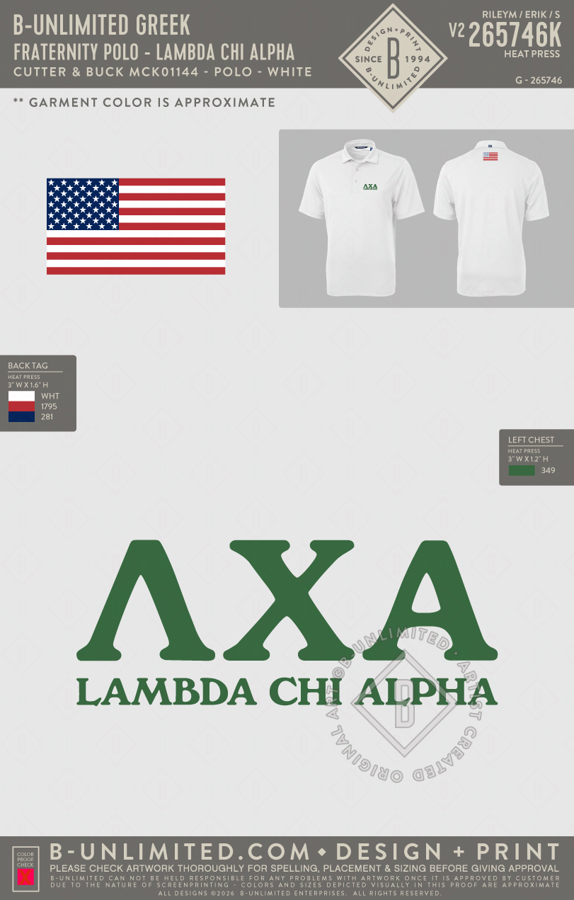 B-Unlimited Greek - Fraternity Polo - Lambda Chi Alpha