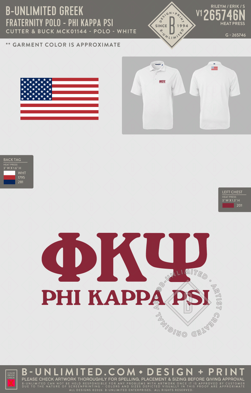 B-Unlimited Greek - Fraternity Polo - Phi Kappa Psi