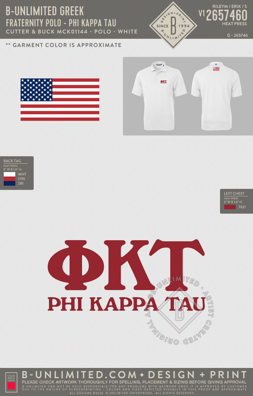 B-Unlimited Greek - Fraternity Polo - Phi Kappa Tau