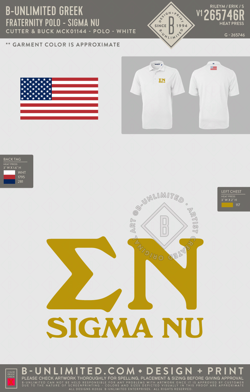 B-Unlimited Greek - Fraternity Polo - Sigma Nu