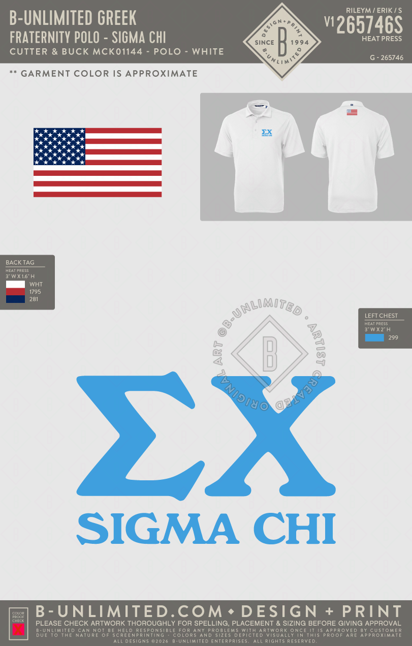 B-Unlimited Greek - Fraternity Polo - Sigma Chi