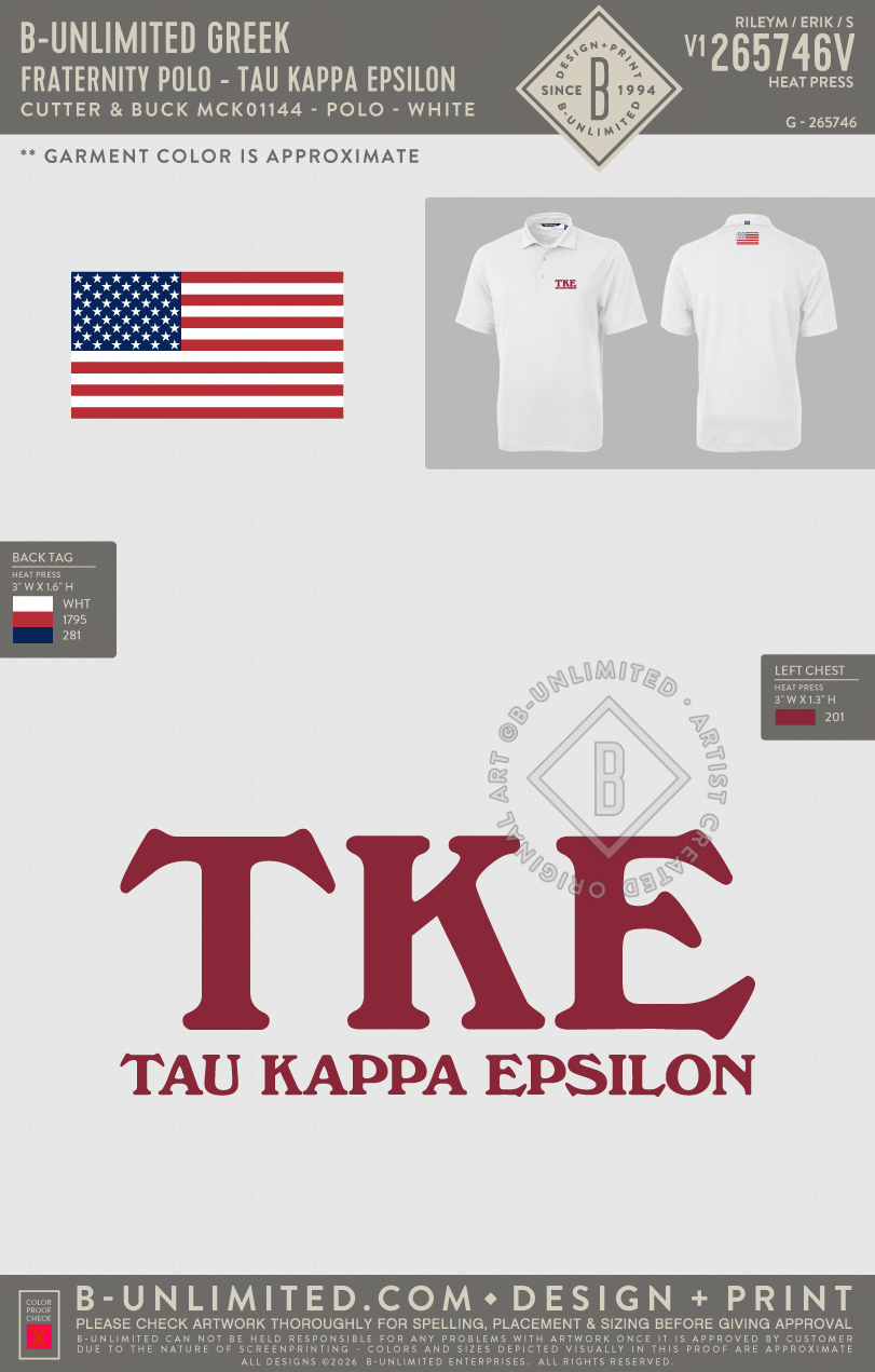 B-Unlimited Greek - Fraternity Polo - Tau Kappa Epsilon