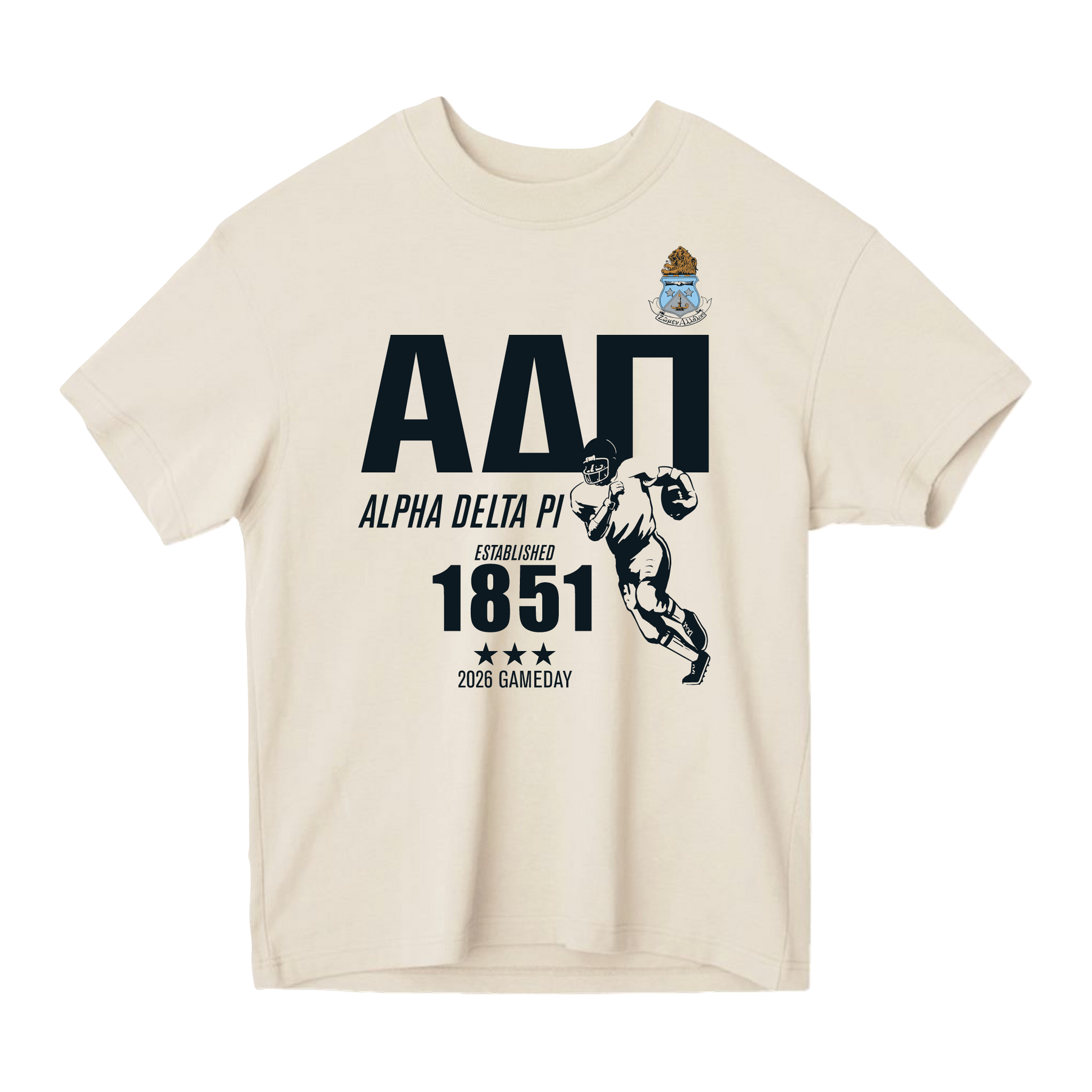 B-Unlimited Greek - Football Champs - Alpha Delta Pi - Lane Seven - LS16005 - Urban Heavy Tee - French Oak
