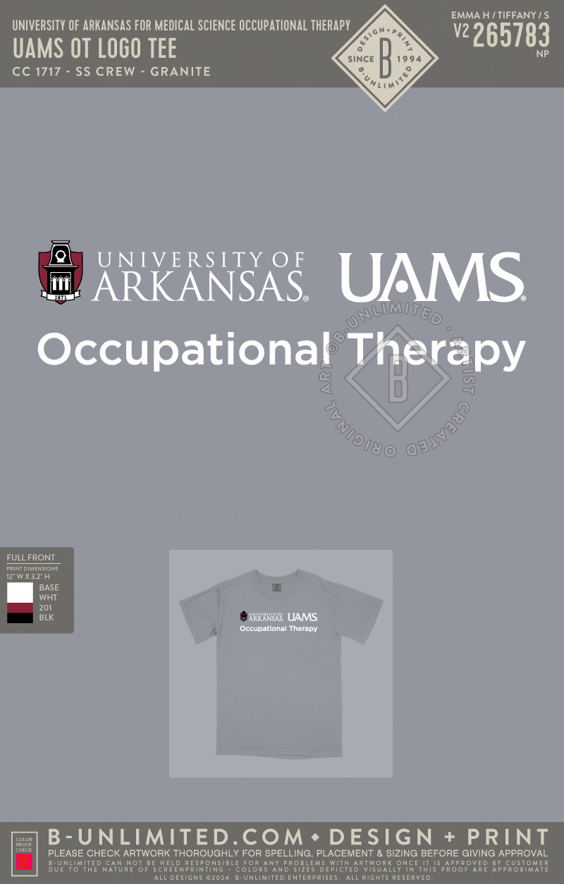 University of Arkansas for Medical Science Occupational Therapy - UAMS OT Logo Tee - CC - 1717 - SS Crew - Granite