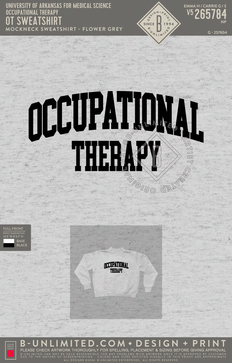 University of Arkansas for Medical Science Occupational Therapy - OT Sweatshirt - Tap Stitch - WW0004-P001-V2 - Mockneck Crewneck Sweatshirt - Flower Grey