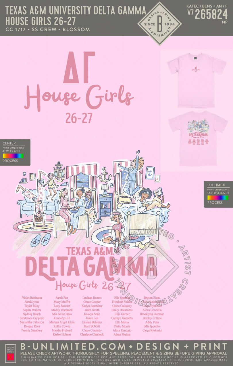 Texas A&M University Delta Gamma - House Girls 26-27 - CC - 1717 - SS Crew - Blossom
