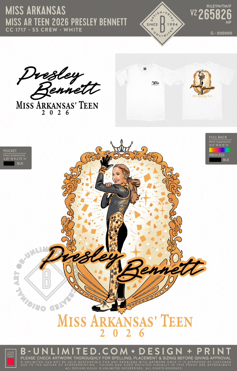 Miss Arkansas - Miss AR Teen 2026 Presley Bennett - CC - 1717 - SS Crew - White