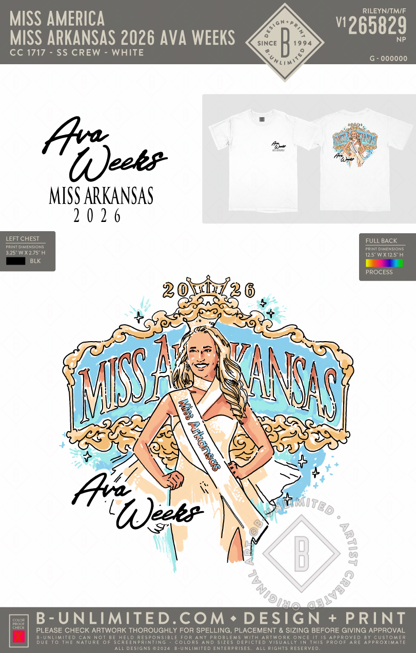 Miss Arkansas - Miss Arkansas 2026 Ava Weeks - CC - 1717 - SS Crew - White