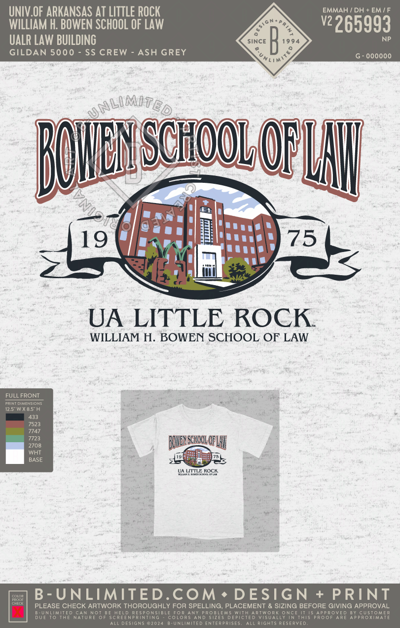 University of Arkansas at Little Rock William H. Bowen School of Law - UALR Law Building - Gildan - 5000 - SS Crew - Ash Grey