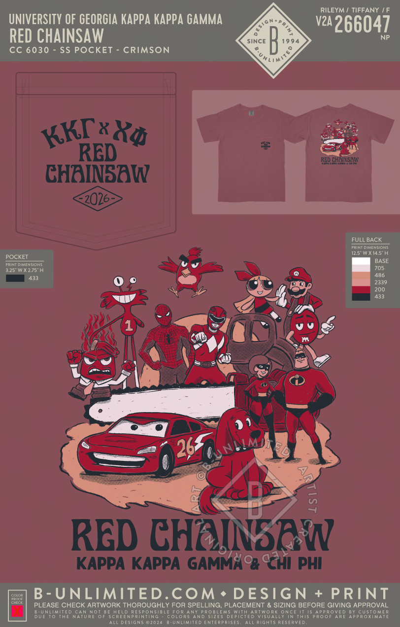 UGA KKG - Red Chainsaw - CC - 6030 - SS Pocket - Crimson