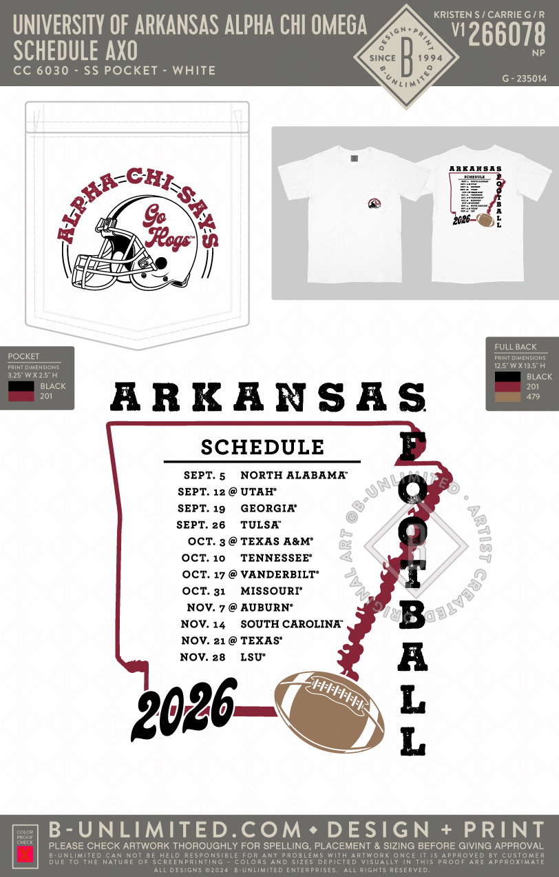 UofA AXO - Schedule AXO - CC - 6030 - SS Pocket - White