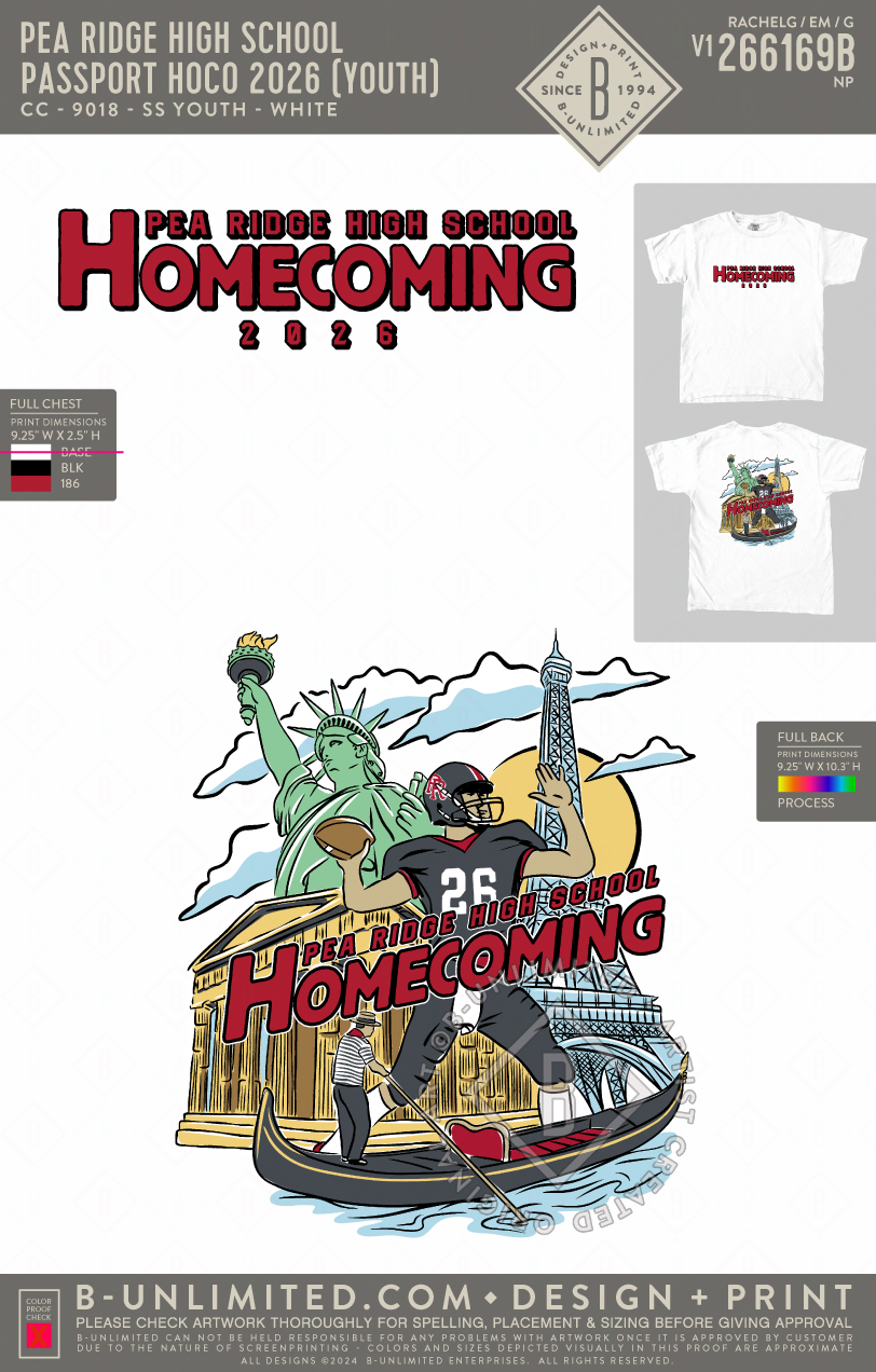 Pea Ridge High School - Passport Hoco 2026 (Youth) - CC - 9018 - Youth SS Crew - White