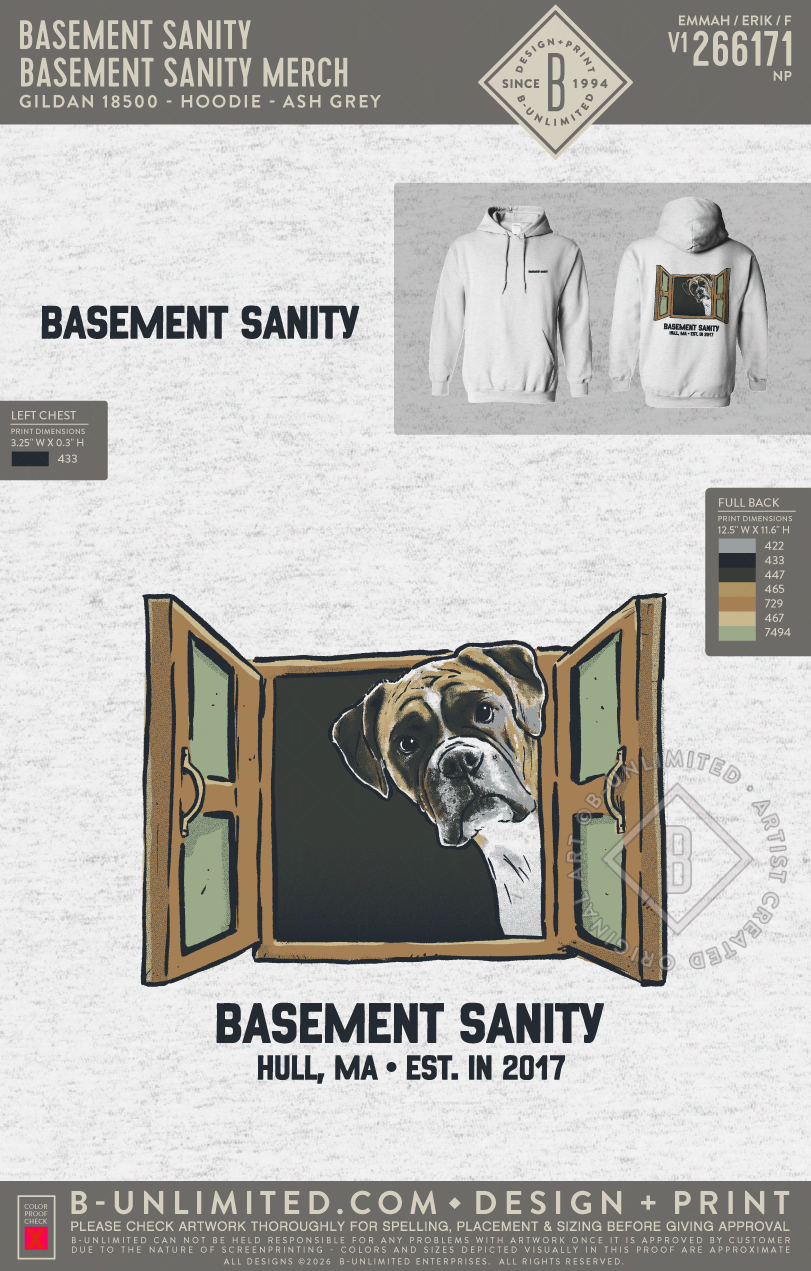 Basement Sanity - Basement Sanity Merch - Gildan - 18500 - Hoodie - Ash Grey