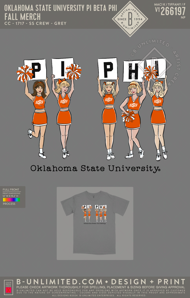 Oklahoma State University Pi Beta Phi - Fall Merch - CC - 1717 - SS Crew - Grey