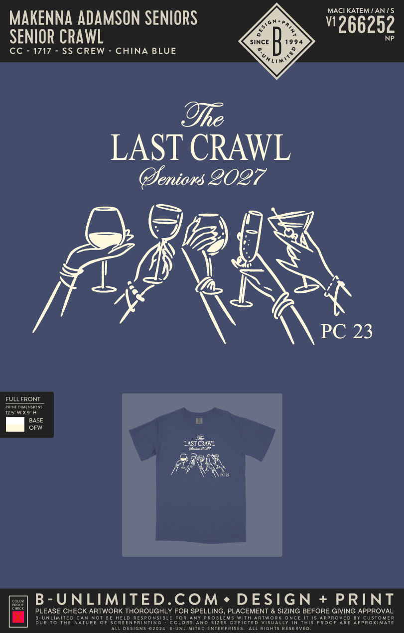 Makenna Adamson Seniors - Senior Crawl - CC - 1717 - SS Crew - China Blue