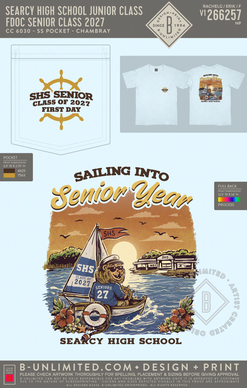 Searcy High School Junior Class - FDOC Senior Class 2027 - CC - 6030 - SS Pocket - Chambray
