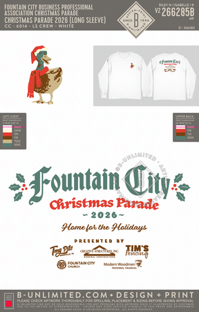 Fountain City Business Professional Association Christmas Parade - Christmas Parade 2026 (LONG SLEEVE) - CC - 6014 - LS Crew - White