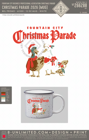 Fountain City Business Professional Association Christmas Parade - Christmas Parade 2026 (MUG) - Bel Promo - A1300 - 13 oz Mug - White