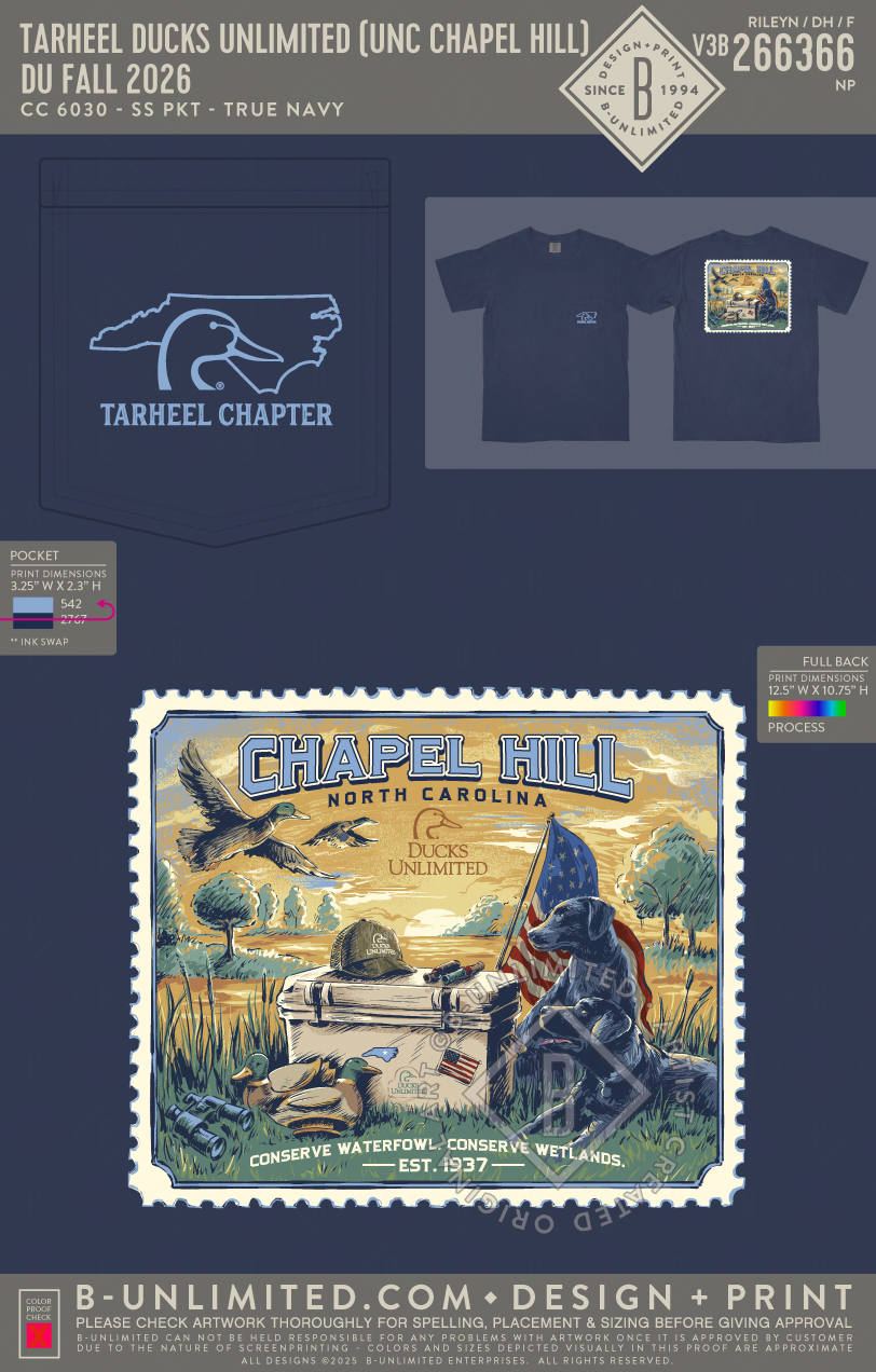 Tarheel Ducks Unlimited (UNC Chapel Hill) - DU Fall 2026 - CC - 6030 - SS Pocket - True Navy