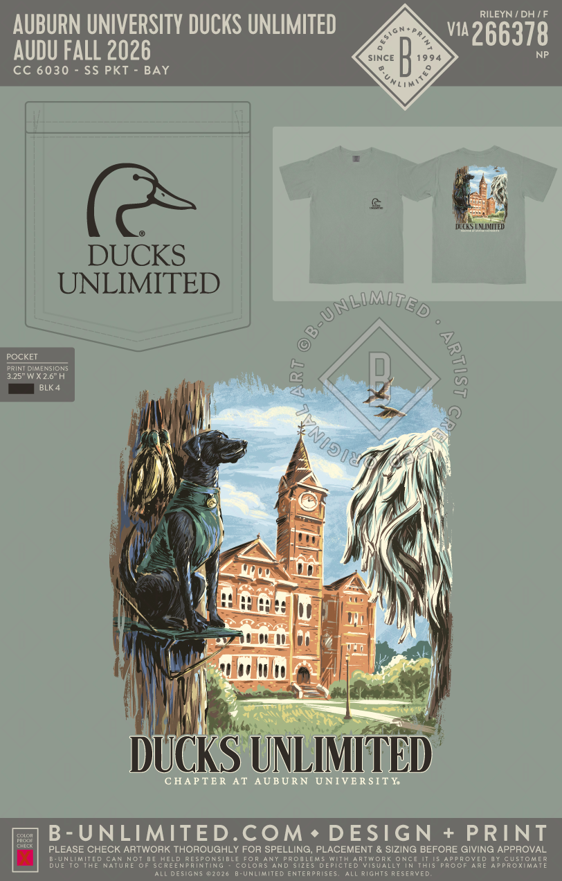 Auburn University Ducks Unlimited - AUDU Fall 2026 - CC - 6030 - SS Pocket - Bay