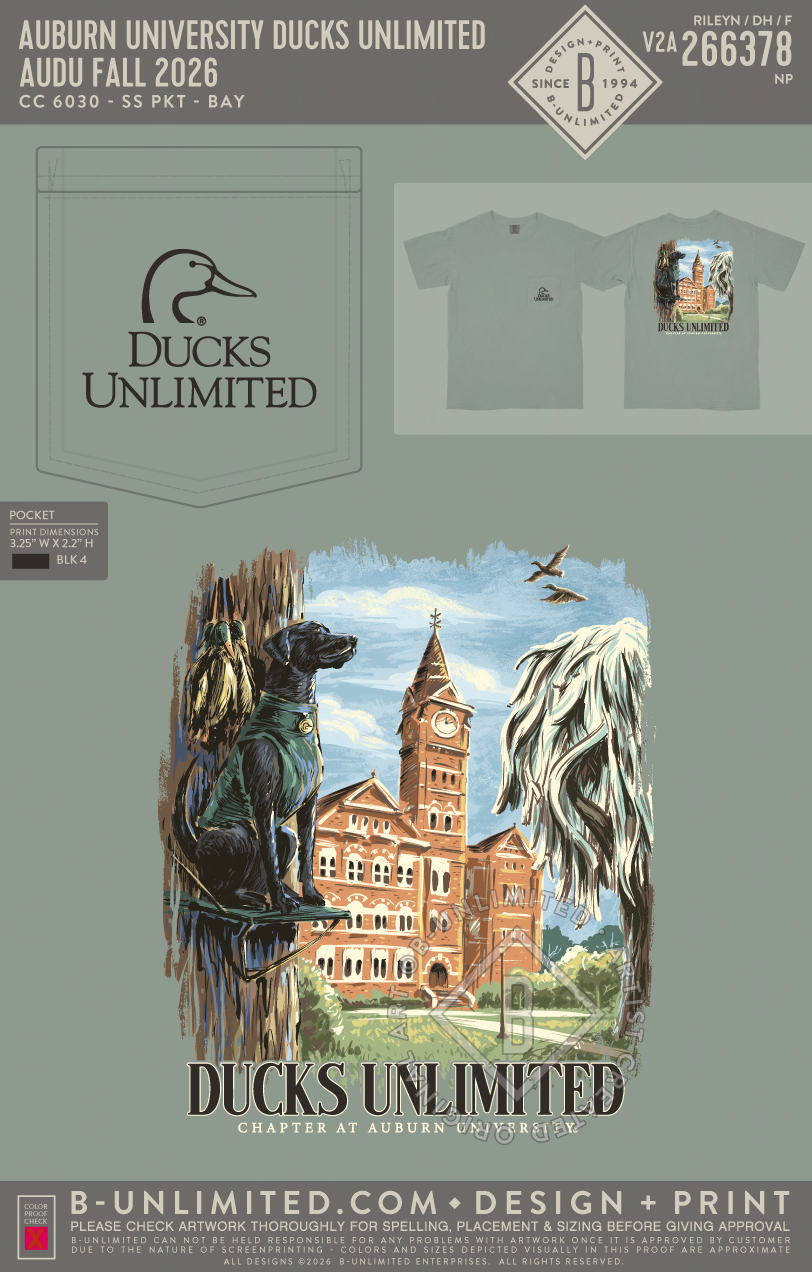 Auburn University Ducks Unlimited - AUDU Fall 2026 - CC - 6030 - SS Pocket - Bay