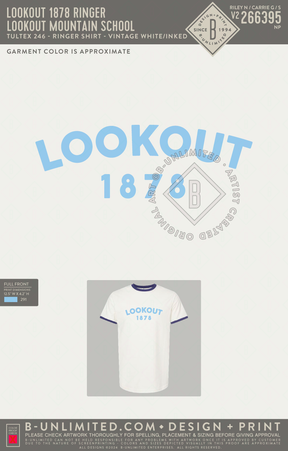 Lookout Mountain School - Lookout 1878 Ringer - Tultex - 246 - Unisex Fine Jersey Ringer T-Shirt - Vintage white/inked