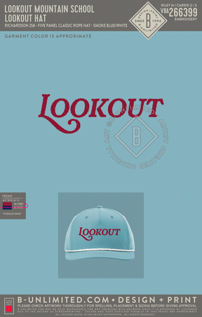 Lookout Mountain School - Lookout Hat - Richardson - 258 - CLASSIC ROPE CAP - Smoke Blue/White (RED THREAD)