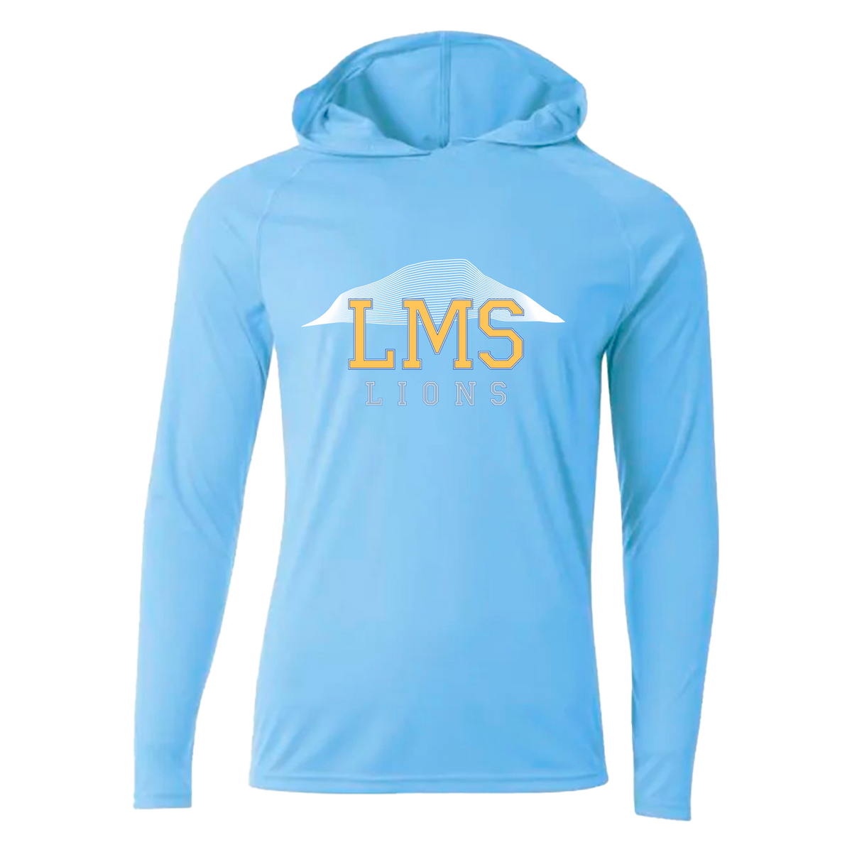 Lookout Mountain School - Lookout Dri Fit (ADULT Blue) - A4 - N3409 - Cooling Performance Long Sleeve Hoodie - Light Blue
