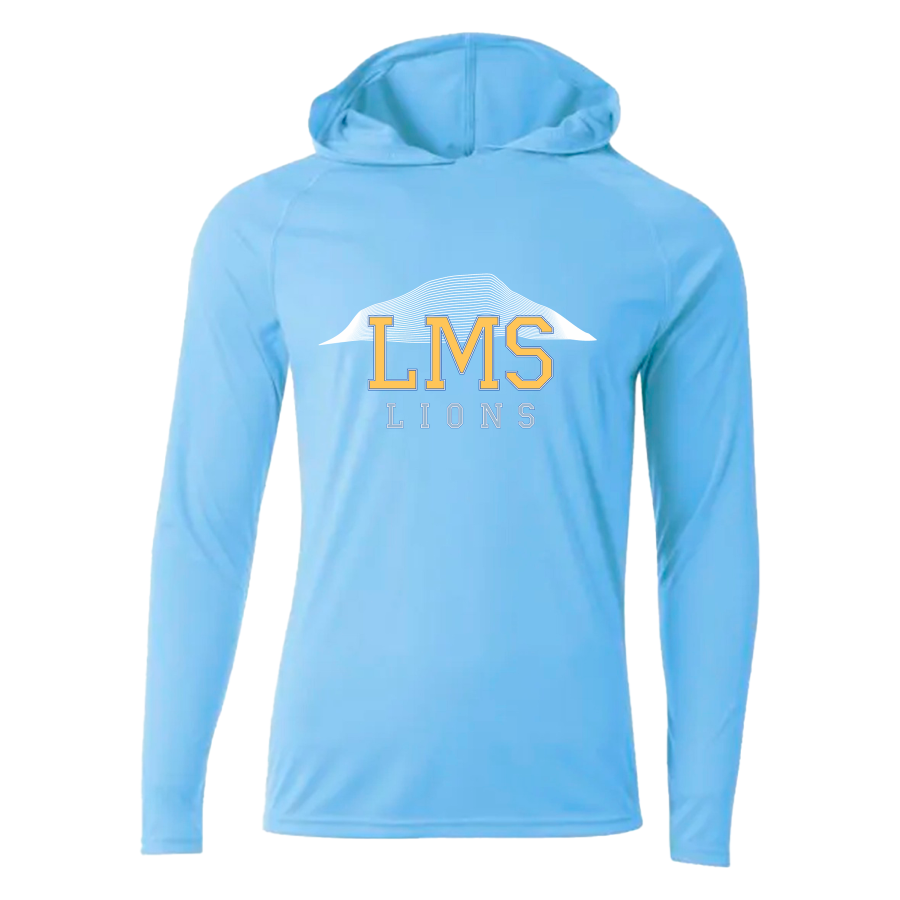 Lookout Mountain School - Lookout Dri Fit (ADULT Blue) - A4 - N3409 - Cooling Performance Long Sleeve Hoodie - Light Blue