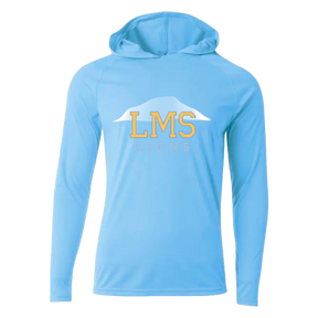 Lookout Mountain School - Lookout Dri Fit (ADULT Blue) - A4 - N3409 - Cooling Performance Long Sleeve Hoodie - Light Blue