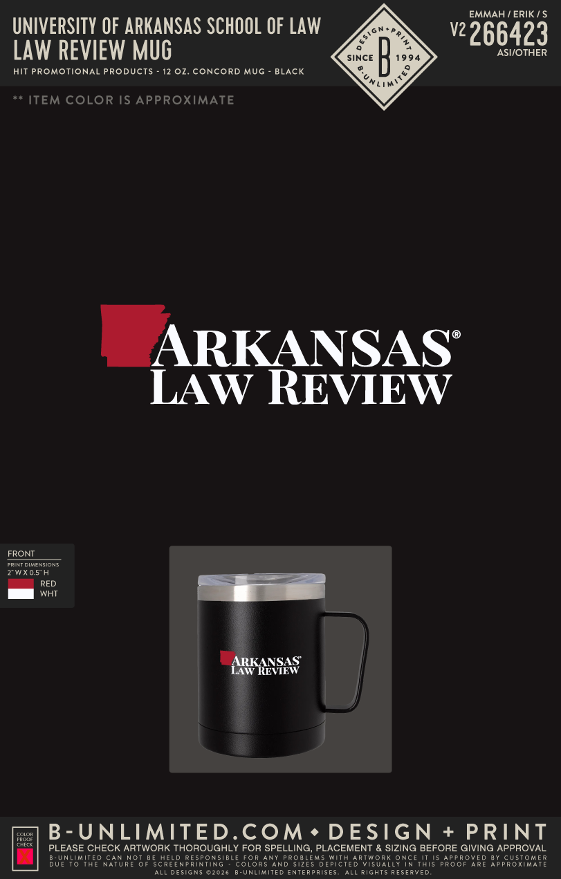 University of Arkansas School of Law - Law Review Mug - Hit Promo - 5392 - 12oz Mug - Black