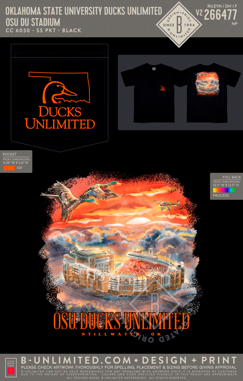 Oklahoma State University Ducks Unlimited - OSU DU Stadium - CC - 6030 - SS Pocket - Black