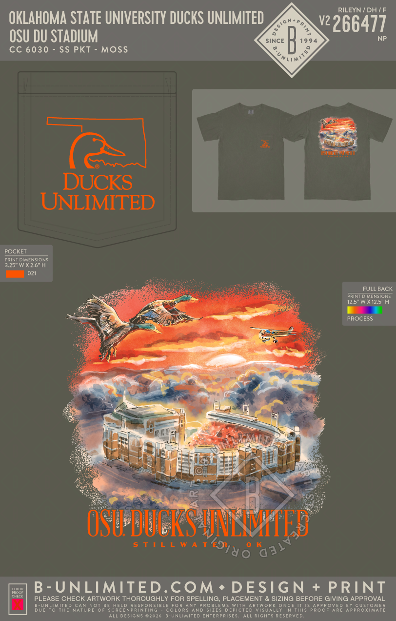 Oklahoma State University Ducks Unlimited - OSU DU Stadium - CC - 6030 - SS Pocket - Moss