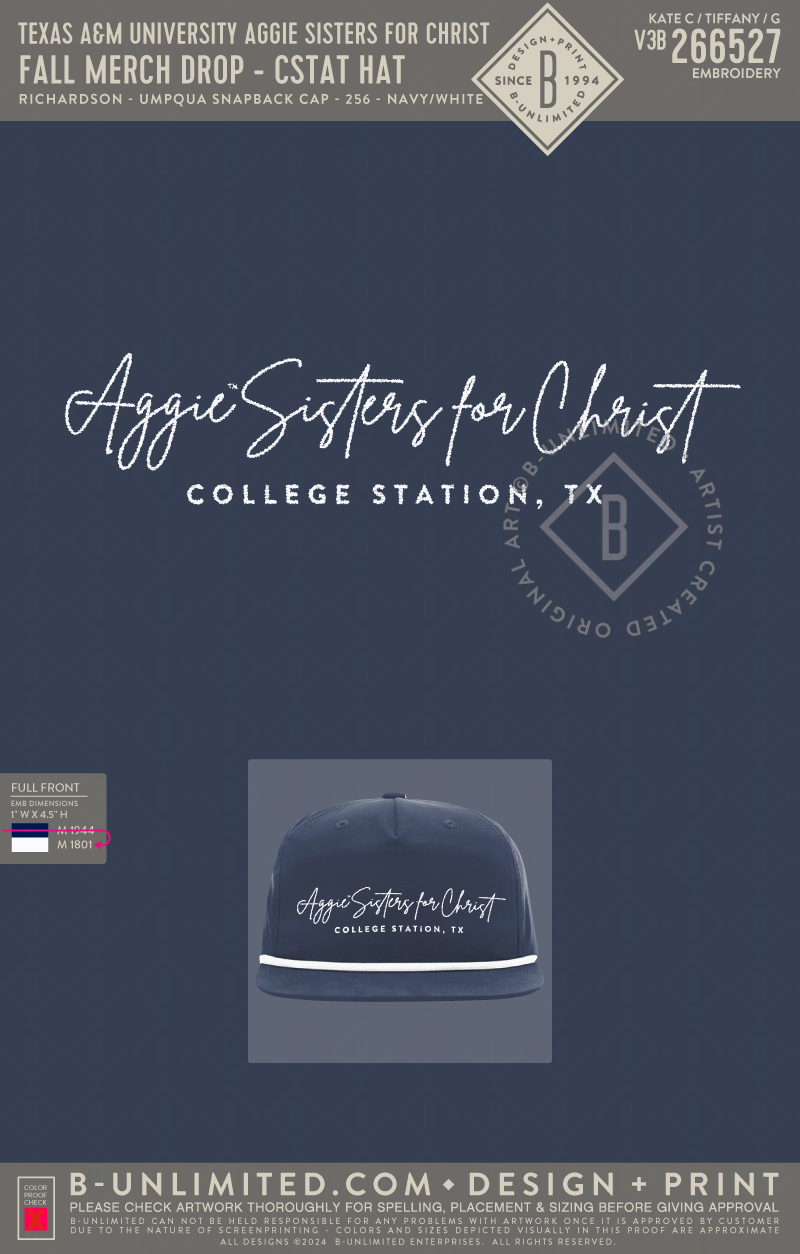 Texas A&M University Aggie Sisters For Christ - Fall Merch Drop - CSTAT Hat - Richardson - 256 - Rope Snapback Hat - Navy/White