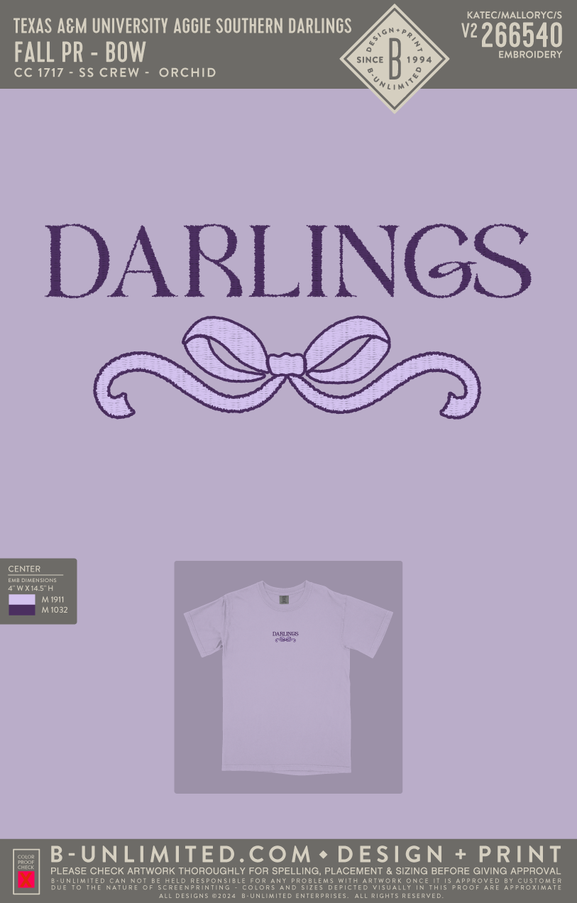 Texas A&M University Aggie Southern Darlings - Fall PR - Bow - CC - 1717 - SS Crew - Orchid